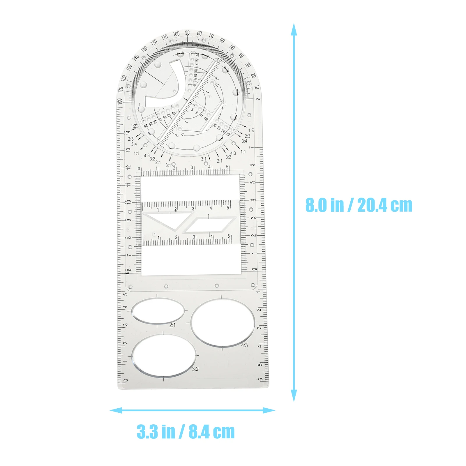 Drawing Ruler Set Multifunctional Scale School Drafting Protractor Stationery Clear Scales Precision Measurement Tool
