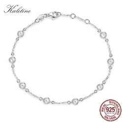 Kaletine Women Bracelet 925 Sterling Silver Clear CZ Custom Bracelets for Women White Gold Color Charm Pride Jewelry KLTB096