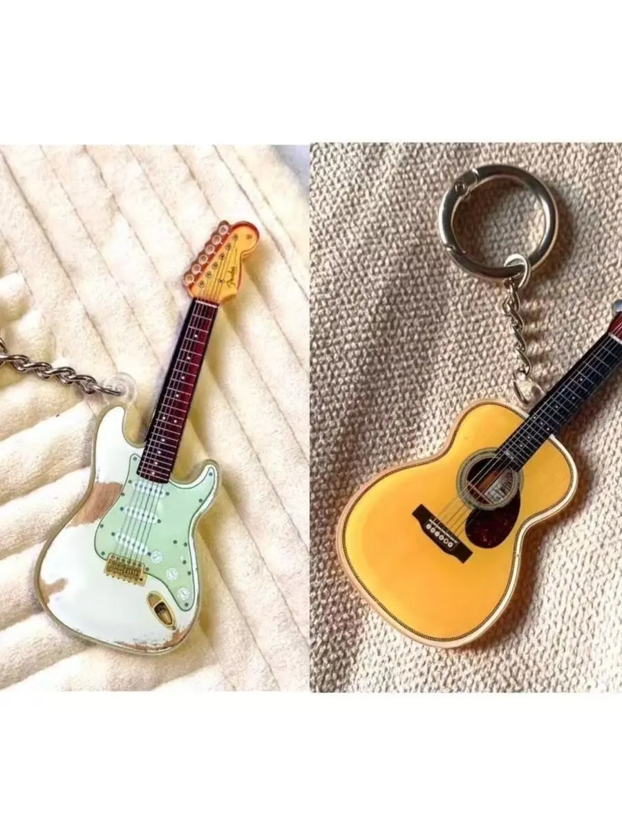Acrylic Guitar Violin Creative Bag Hanging Ornament Keychain Gift for Best Friend School Bag Decoration Musical Instrument