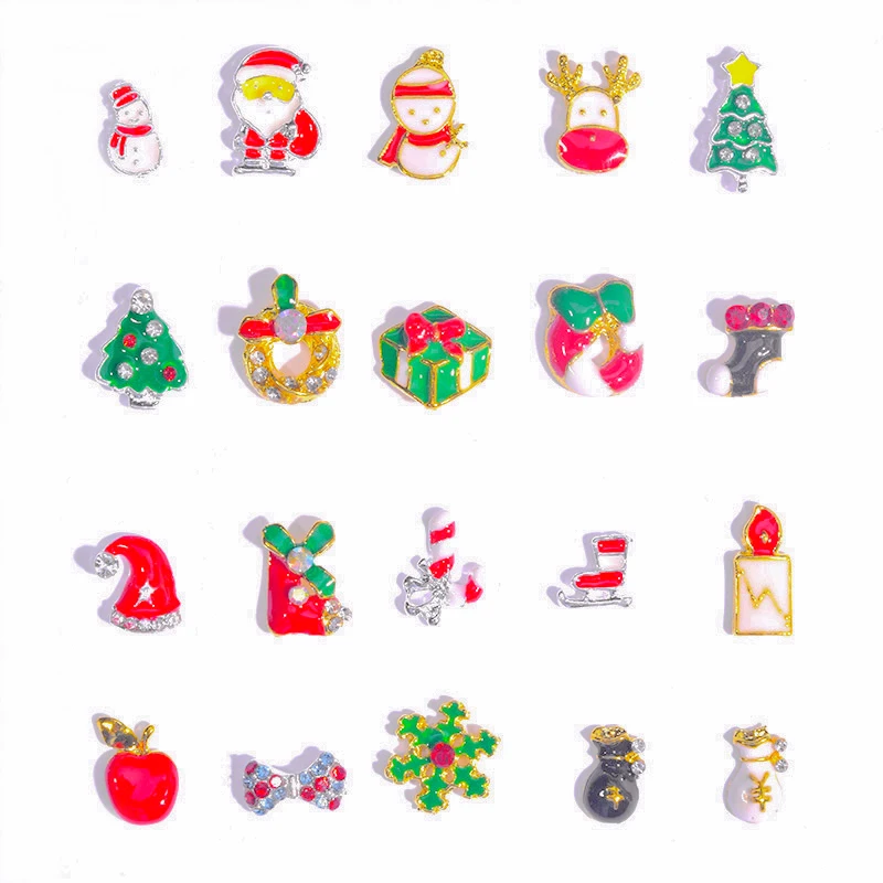 

10PCS Alloy Christmas Nail Art Decoration Charms Accessories Metal Cute Cartoon Snowman Designs Xmas Manicure Decor Supplies