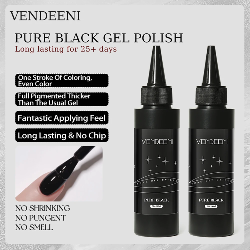 Vendeeni Large Capacity Functional Top/Base Coat Gel Chrome Build Extension Gel Nail Polish Black White Varnish TPO/HEMA FREE