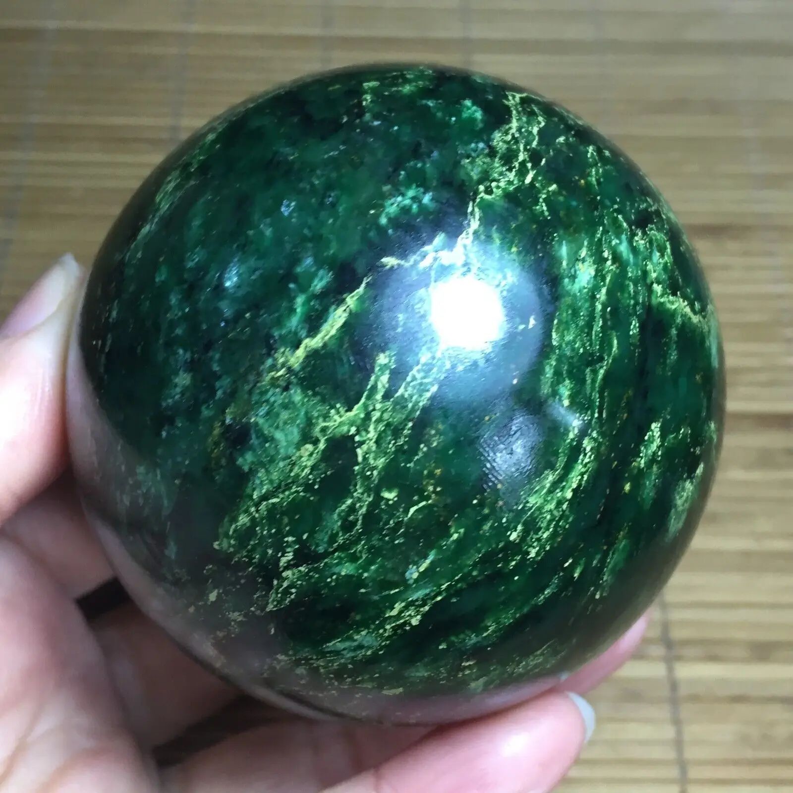 

Large Natural Tumbled Emerald Quartz Crystals Sphere, Healing Gemstone Ball