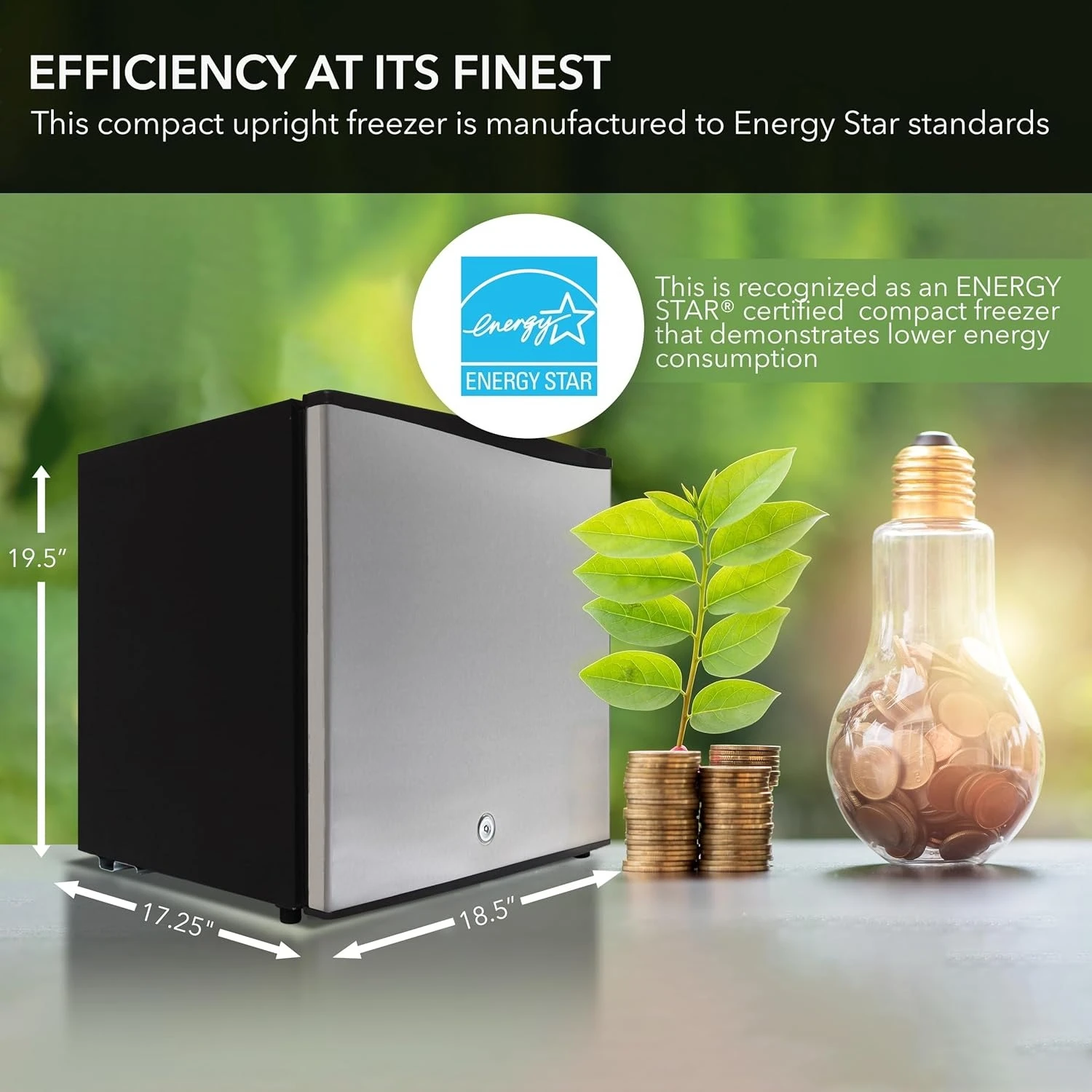 CUF-112SS Mini, Energy Star Rated Small Upright Freezer With Lock, Stainless St…