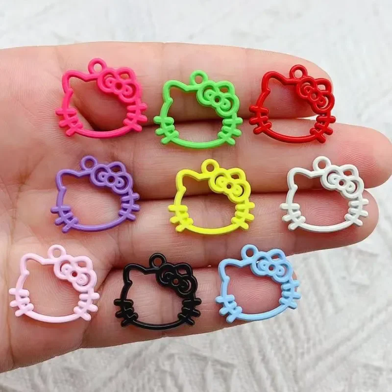 10pcs Hello Kitty Enamel Cat Charm for Jewelry Making Animal Earring Pendant Necklace Bracelet Charms Accessories Diy Finding