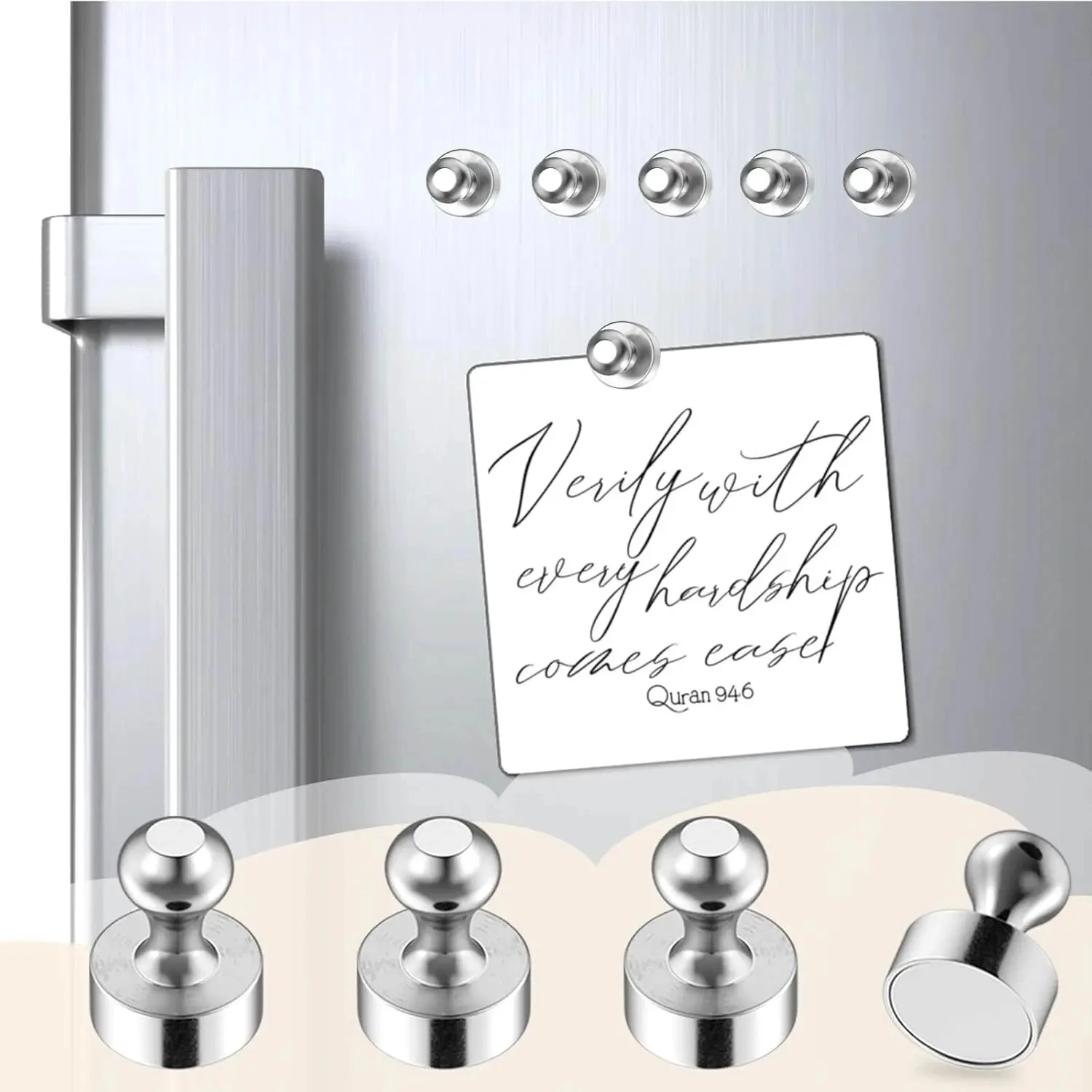 55PCS Magnetic Thumbtacks, Strong Refrigerator Magnets for Whiteboard, Fridge, Calendar, Map & Office Organization, Silver Chrom