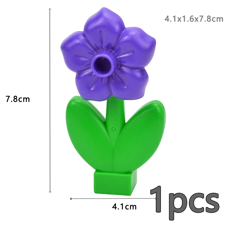 큰 사이즈 빌딩 블록, 식물 과일 액세서리, 꽃 잔디 나무 그루터기 장식, 농장 대형 플레이트 벽돌, 듀플로 장난감