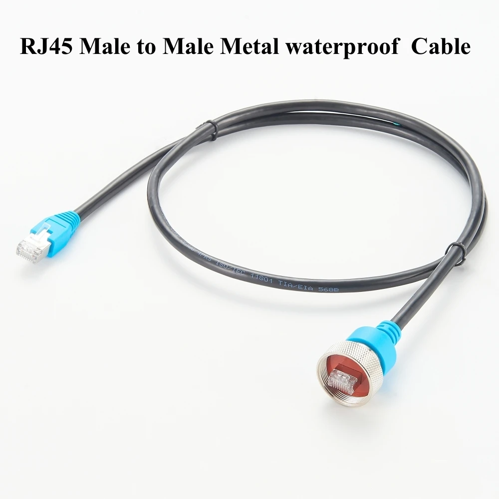 Ruggized IP67 Waterproof RJ45 8P8C Male to Male Extension Cable Recessed Flush Panel Mount 1Gpbs Cat6 Ethernet LAN Network Cable