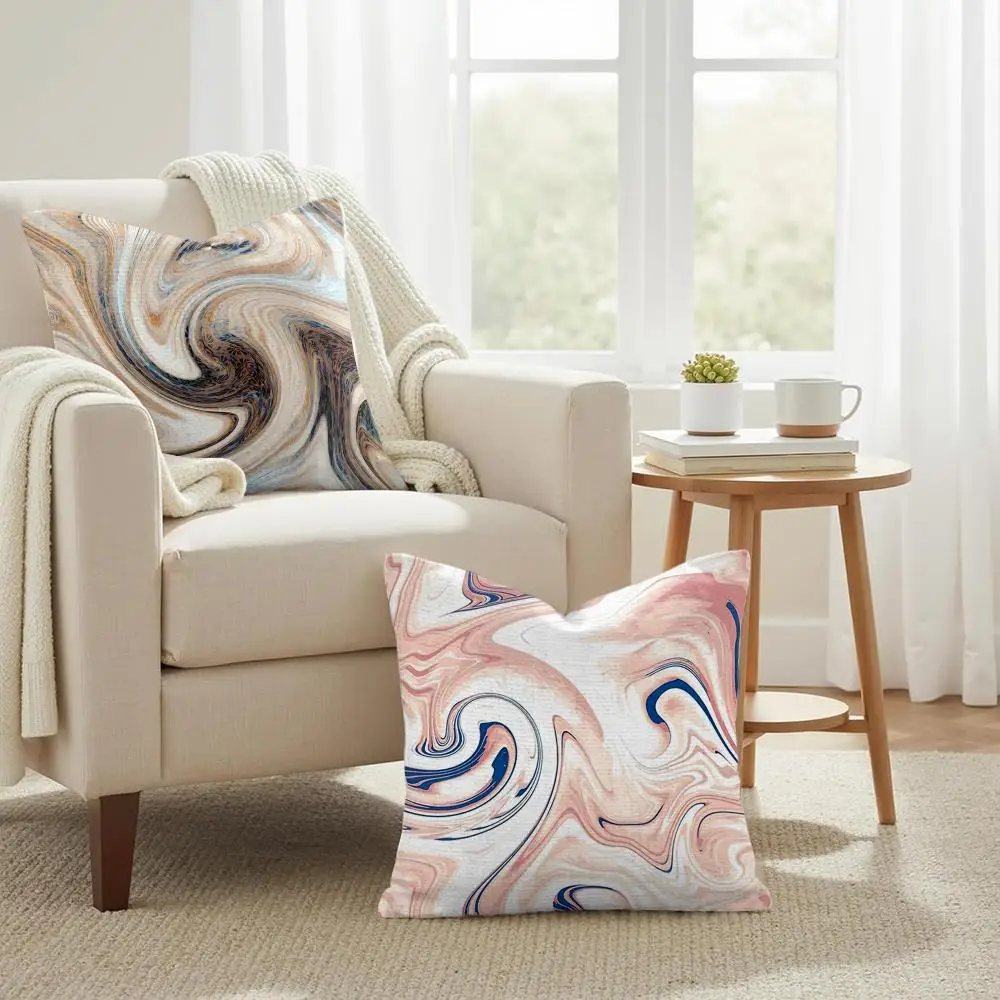 Sand Texture Print Cushion Cover Summer Coolness Linen Organic Fabric Sofa Pillow Case Double-Sided Printing Home Decor