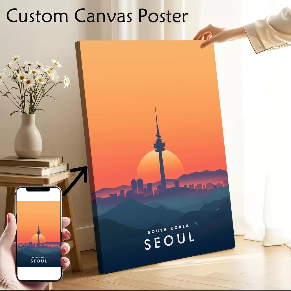 Seoul Skyline South Korea Canvas Print Perfect Gift for Fans Lovers Personalized Wall Art Poster for Living Room Decorations