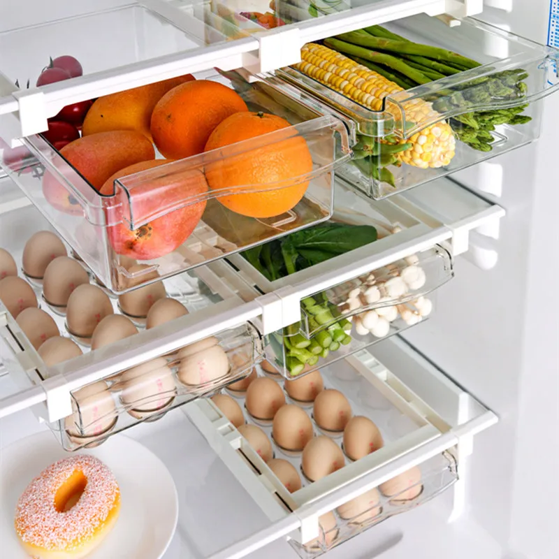 

Fridge Organizer Storage Box Drawer Clear Fruit Egg Container Fresh-keeping Refrigerator Drawer Food Box Kitchen Organizer