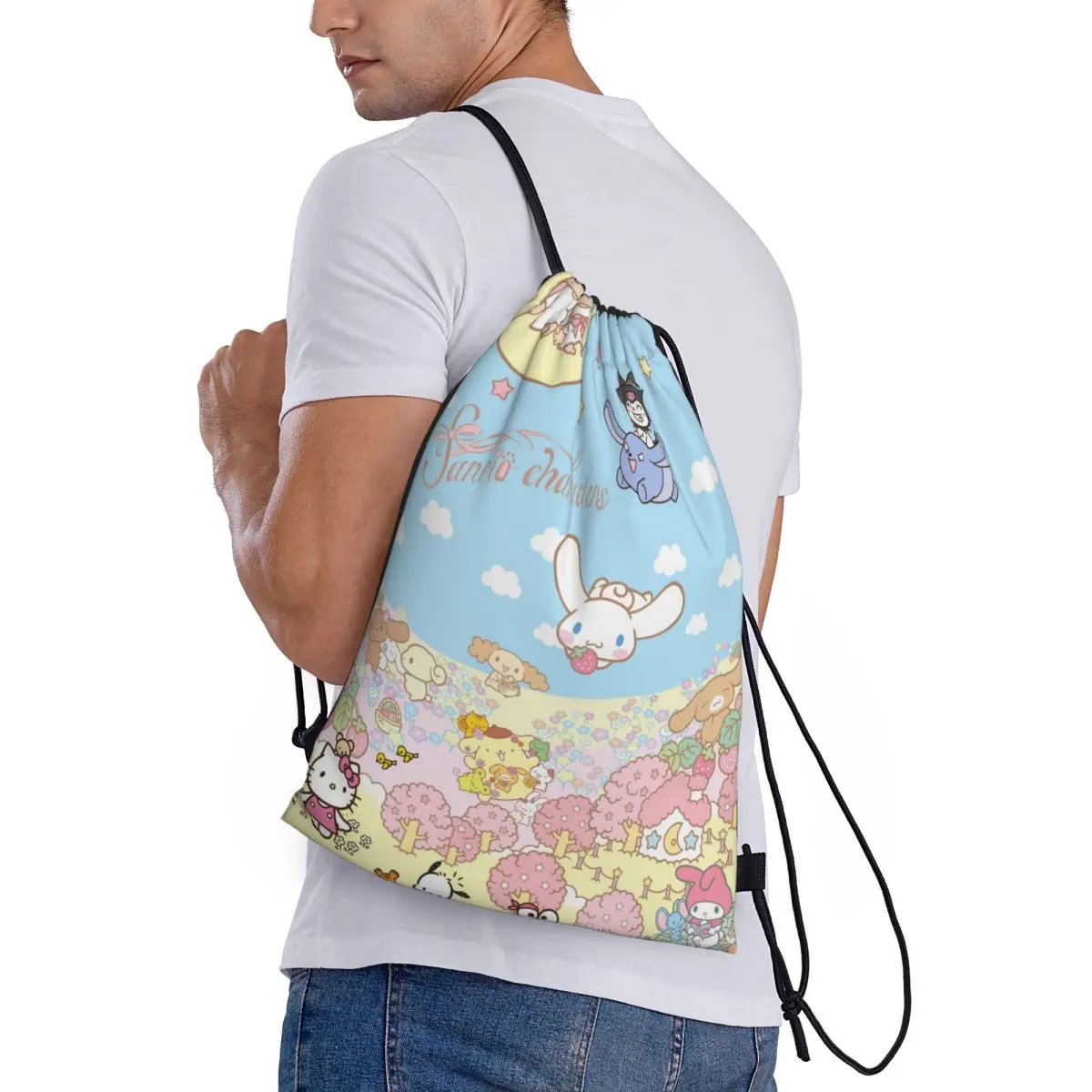 Sanurgente-Sac à dos Hello Kitty Melody Kuromi Sports Proximity Wstring, Sac à dos de sport, Sac de voyage en plein air, Fitness