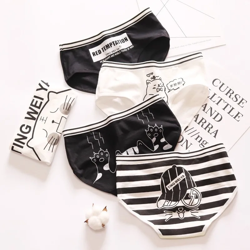 Breathable Cotton Women's Panties Cute Cartoon Printed Girls' Udnerpants Sexy Wrap Buttocks Knickers Seamless Lady Briefs