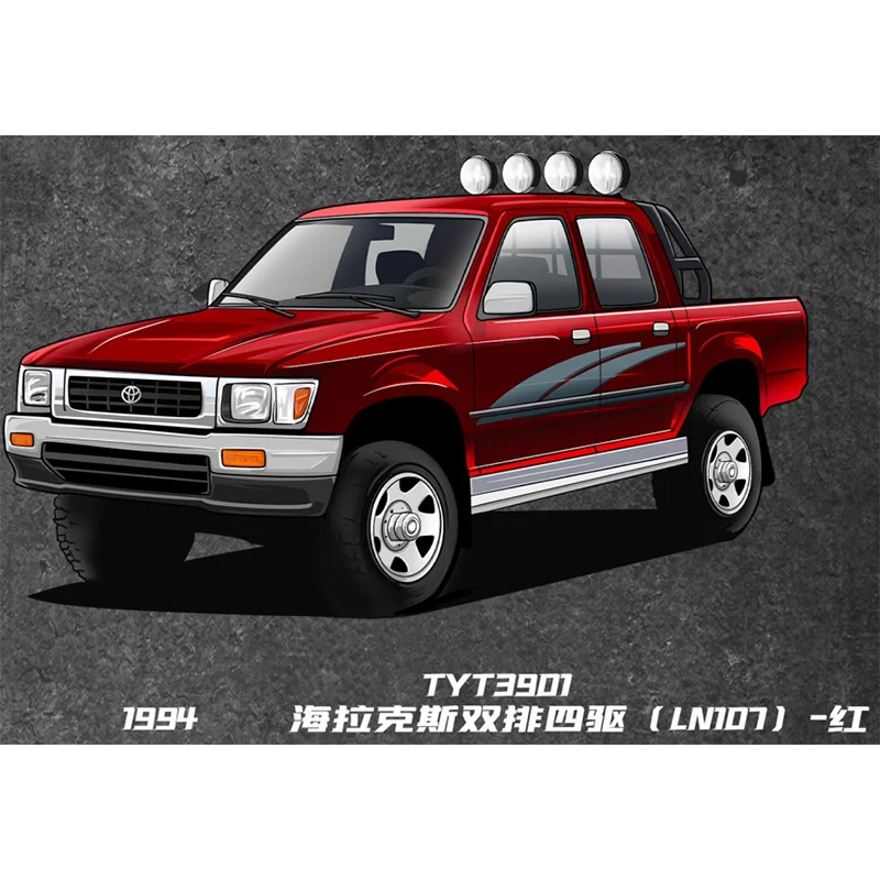 MASSDI Alloy 1/64 1994 1995 Hilux Dual-row/Single-row Four-wheel Drive LN107/RN80 Car Model Holiday Gifts Toys
