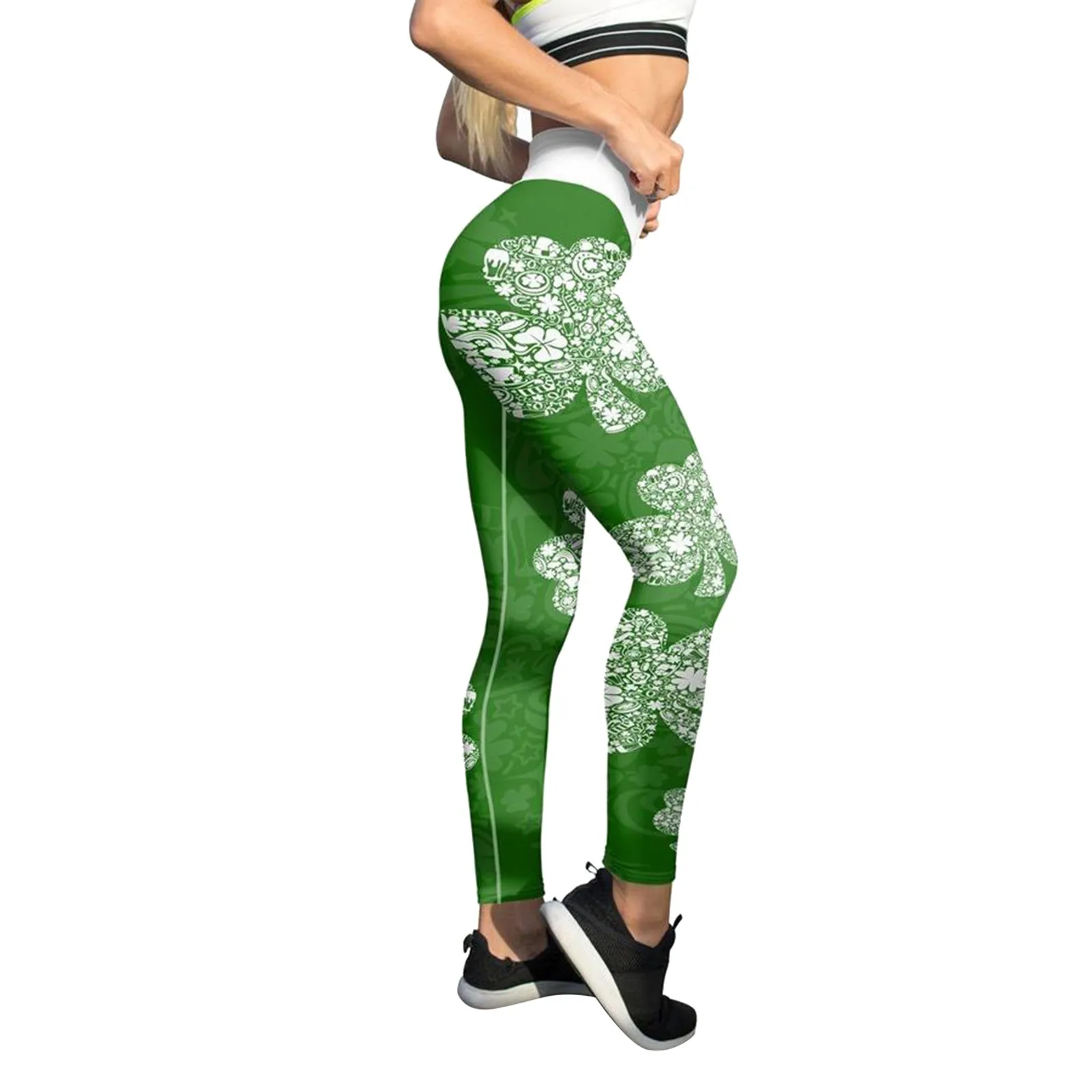 Laufen grün drucken Leggings Frauen St. Patricks Tag Push-up sexy Legging Hosen Pilates Yoga Gym Workout Strumpfhosen Pantalones lose