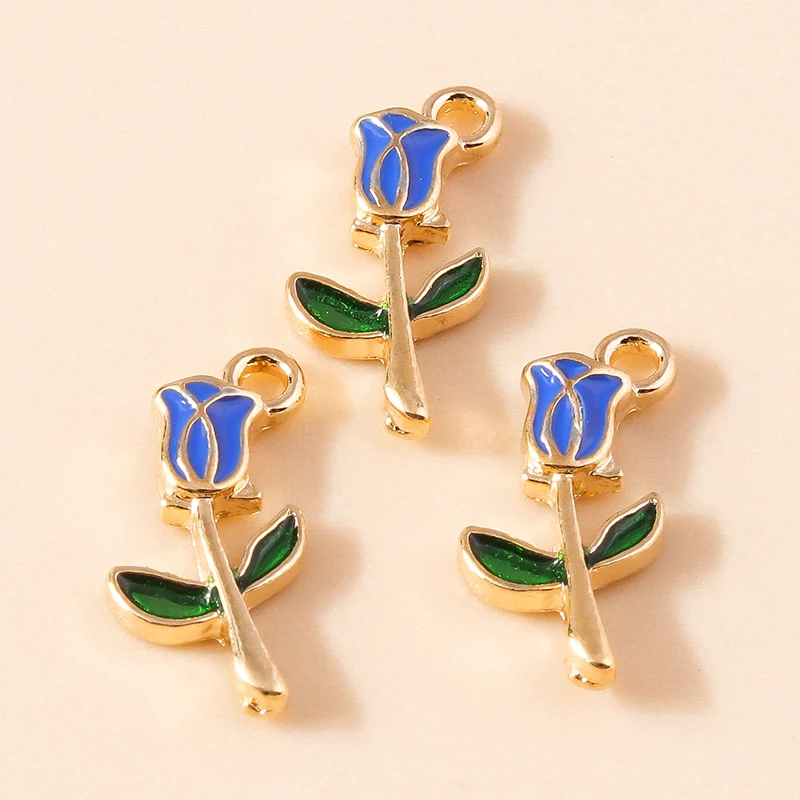 20 Stück niedliche Emaille-Rosenblüten-Anhänger für die Schmuckherstellung, geeignet für Ohrringe, Halsketten, Armbänder, DIY-Bastelarbeiten und Handwerksbedarf. – Detail 4
