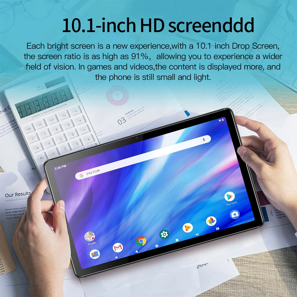 10.1 Inch Android Tablet PC Octa Core 4GB RAM 64GB ROM Google Play Dual SIM Network Bluetooth WiFi Tablets with Protective Case