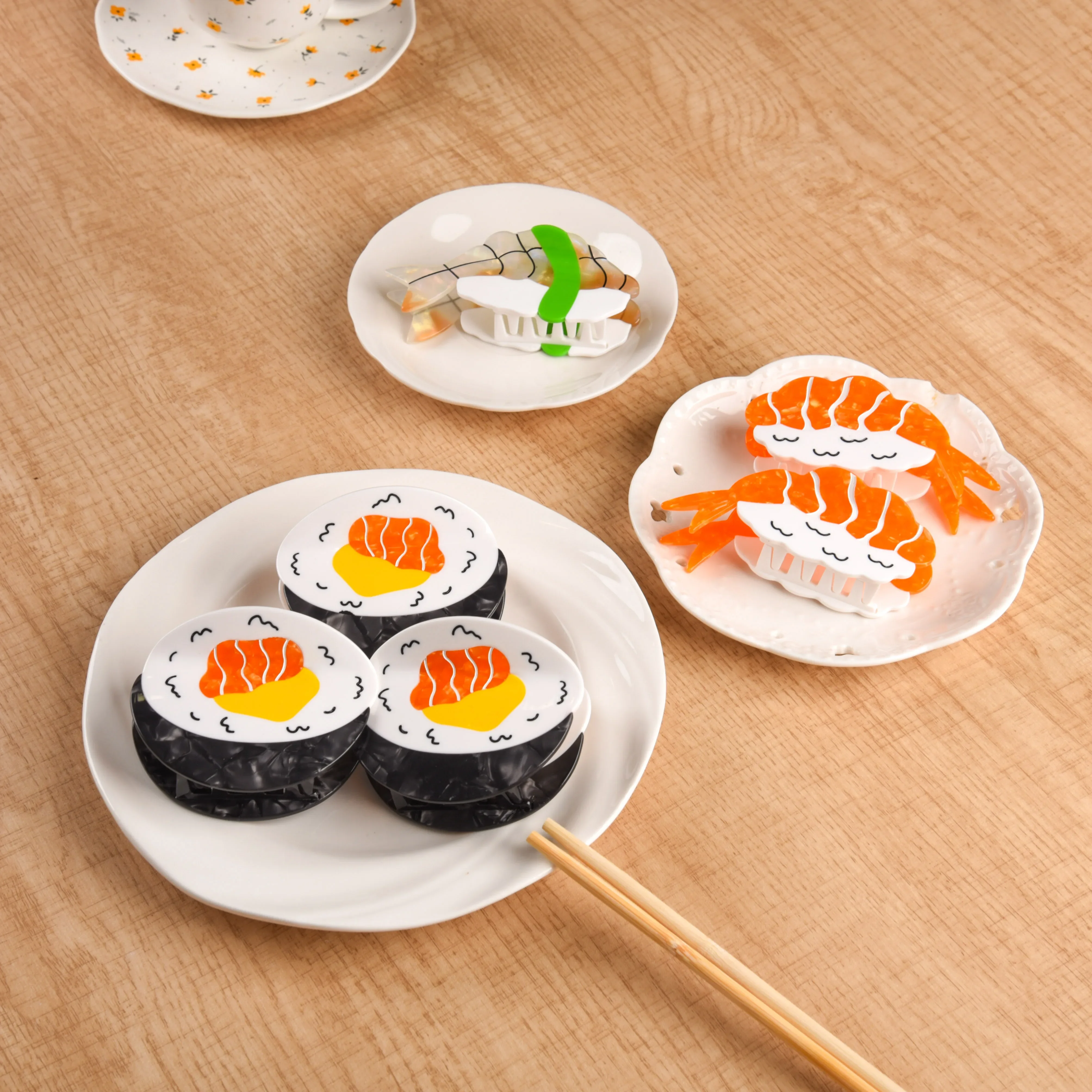 DS Creative Food Series Salmon Sushi Hair Claw Acetate Claw Clips Delicious Sushi Roll Crab Hair Clip Hair Accessories for Women