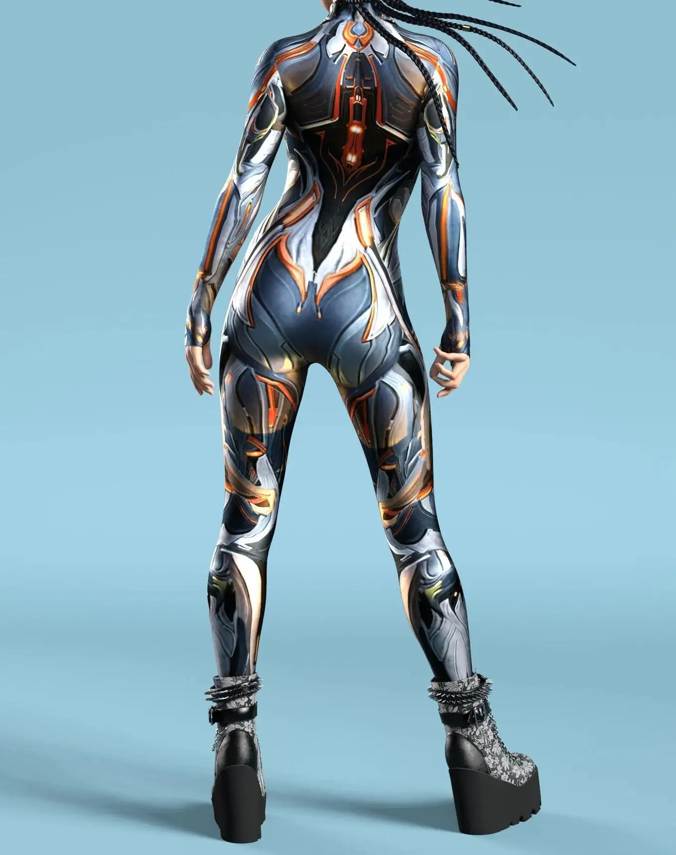 Cooles mechanisches Rüstungs-Cosplay-Kostüm für Frauen, Punk-Bodysuit, elastischer Jumpsuit für Feiertagspartys, ausgefallene Aerial-Yoga-Auftritte, Catsuit – Detail 5