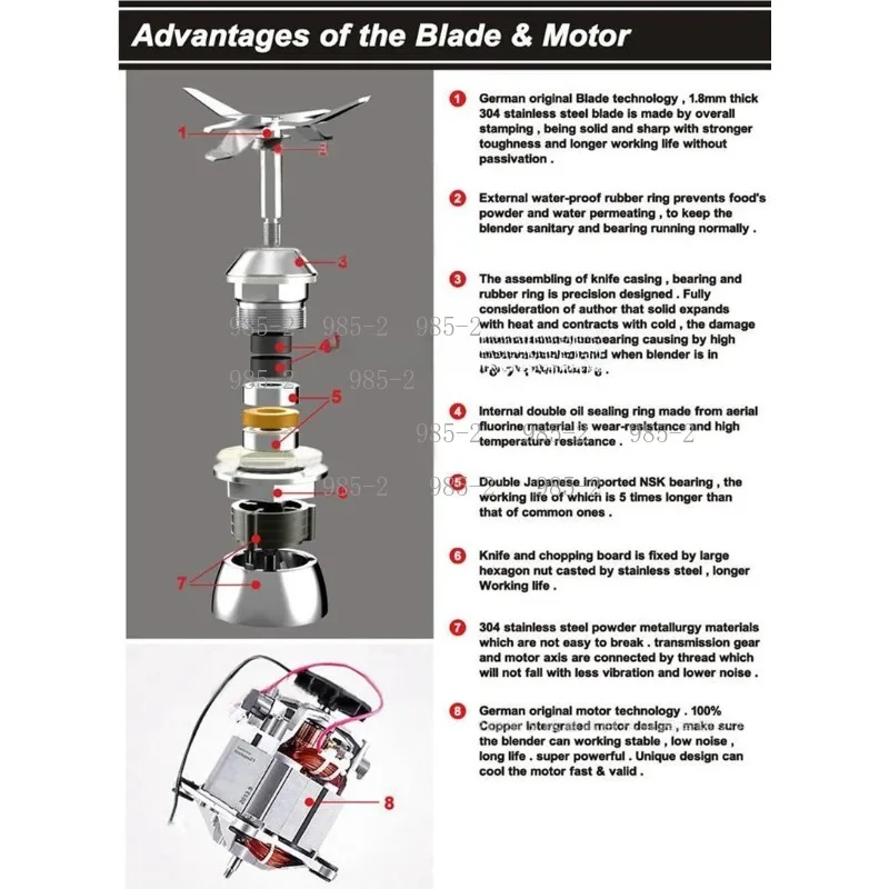 Multifunctional Food Mixer Blender, 2200W High Speed Stainless Steel Commercial Food Processor