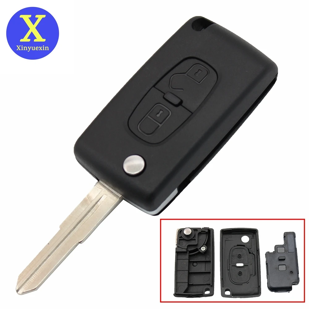 Xinyuexin Flip Car Key Shell Case for Peugeot 4007 ET 4008 for Citroen C-Crosser C4 Aircross Car Accessories