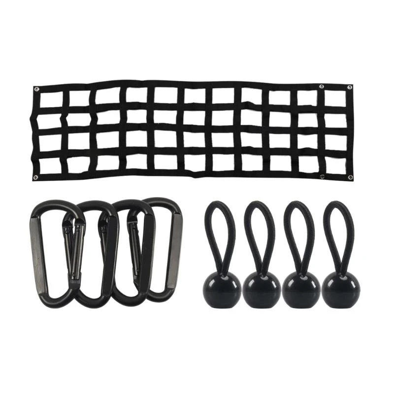 

60x18in Heavy Duty Tailgate Cargo Netting Tailgate Net for Pickup Truck Bed Universal All Weather Use Netting Black