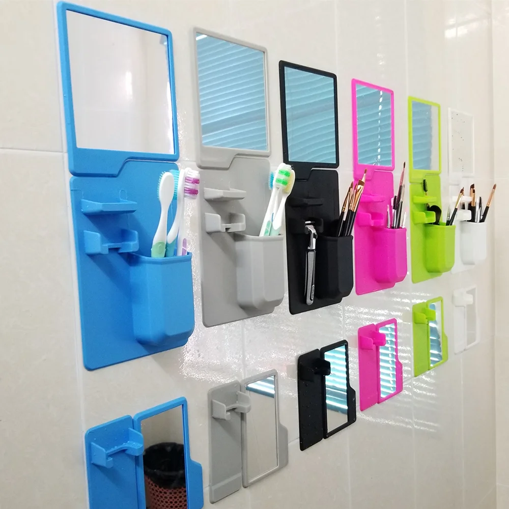 Fashion Silicone Mirror Self Grips Mirror Shatterproof Shaving Makeup Shower Silicone Travel Washroom 14.5x16.5x13cm