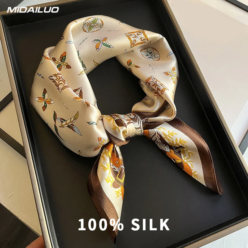 

100% Mulberry Silk Square Scarf 20.87x20.87 Inch Breathable Decorative Headscarf Elegant Accessory Non-Stretch for Outdoor Use