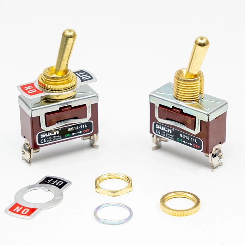 SS12-11L الذاتي قفل نوع النحاس تبديل التبديل لمبة مكتب أنبوب الملحقات 125 فولت 20A/250 فولت 15A 2 التروس 2 دبابيس 1 لا تبديل التبديل #2