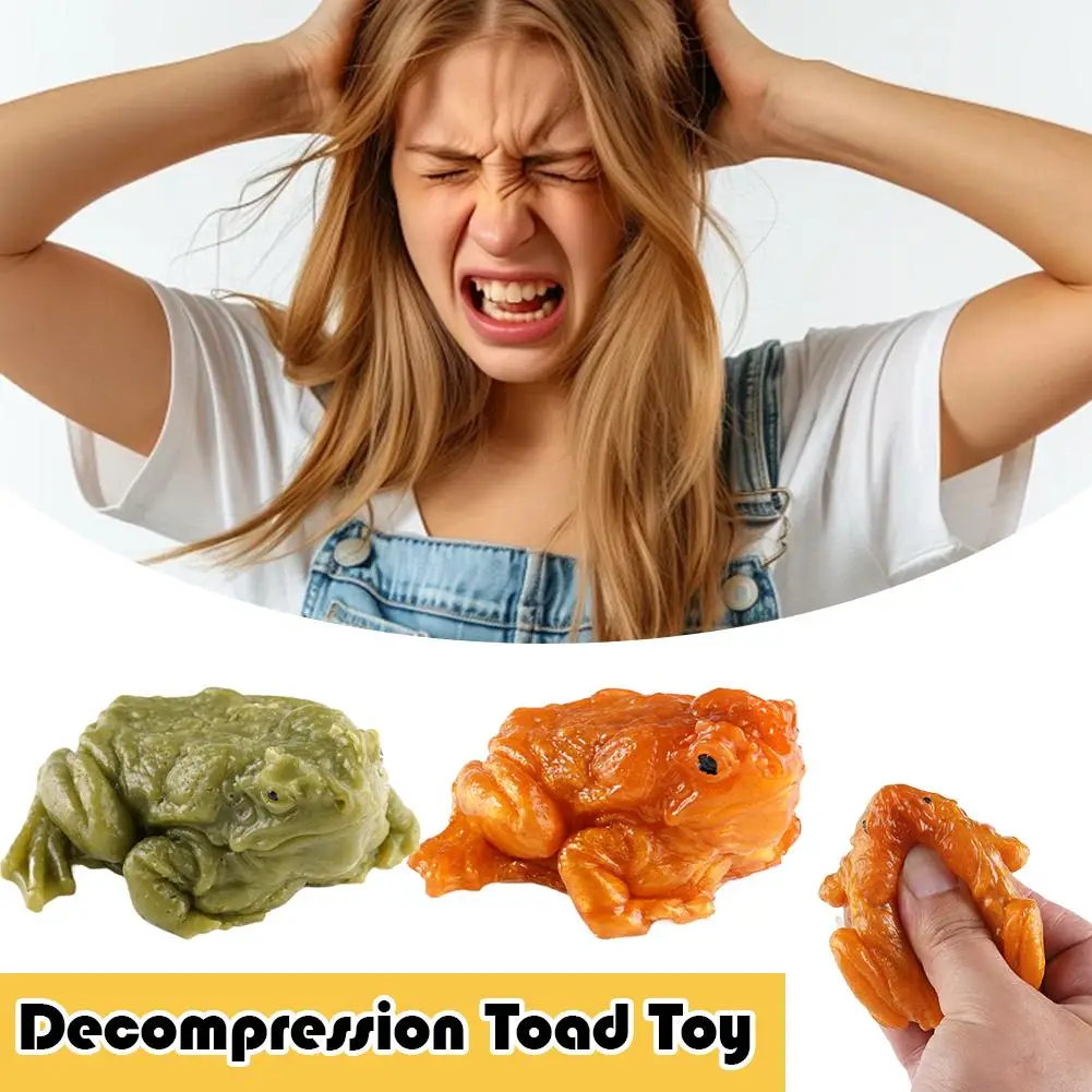 Stress Relief Frog Squeeze Toy Funny Toad Frog Squeeze Stress-relief Soft Decompression Toy Sticky Frog SimulationToy Tricky