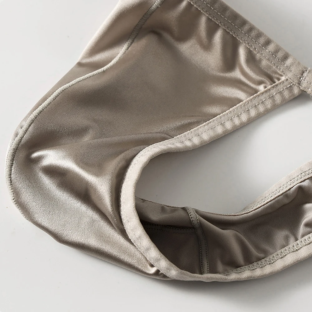 

Men Glossy Lingerie Ice Silk Underwear Satin Shiny Briefs G-strings Underpant Soft Sleep T-back Low Waist Thong Pouch Bikini