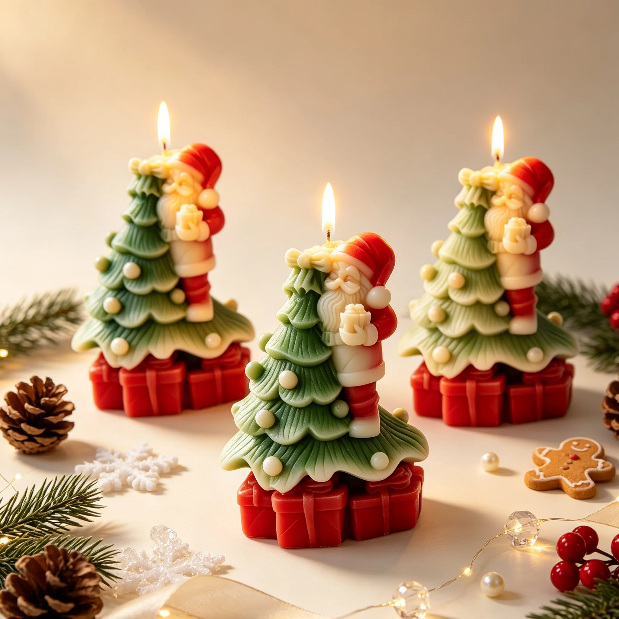 3D Christmas Santa Tree Gift B - đánh giá và giá Kraft Box Candle