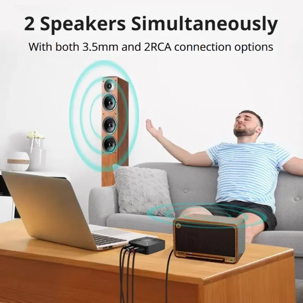 블루투스 6.0 무선 수신기 SBC AAC Hi-Fi 3.5mm AUX 잭 2RCA RCA 오디오 음악 어댑터 PC 차량용 키트 스피커 앰프