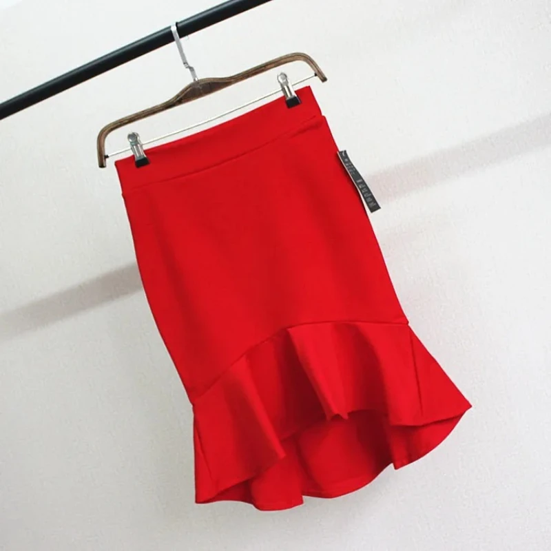 European and American fishtail irregular swallowtail slim bag hip lotus leaf step skirt