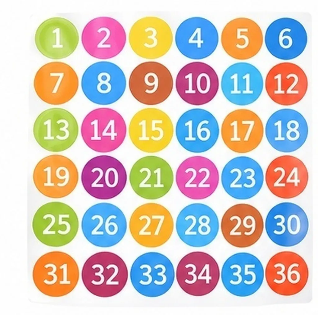 6Pcs Large Number Stickers PVC Self-Adhesive Colorful Floor Labels for Classroom Line Up Educational Spots Preschool