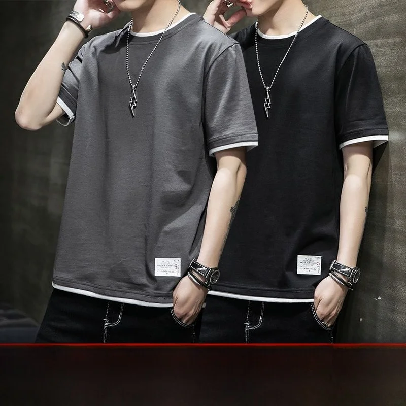

Summer Men's Fashion Short Sleeve T-Shirt Student Handsome Base Shirt 12 Pieces Loose Fit Youth Popular round Neck Business S...