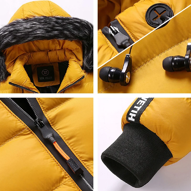 Winter New Men Thick Warm Waterproof Parkas Men Fashion Hooded Fur Collar Casual Windproof Jacket Detachable Hat Jacket Coat Man