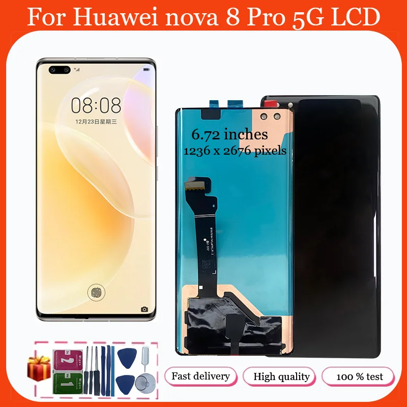 6.72'' AMOLED For Huawei nova 8 Pro 5G lcd display with touch screen digitizer Assembly for huawei nova 8 pro LCD BRQ-AN00