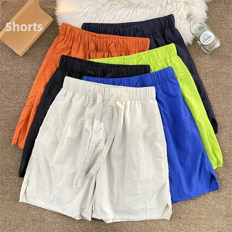 Summer Thin Casual Quick Dry Ice Silk Shorts Men Loose Straight Leg Outdoor Quick Dry Beach Five Basketball Sports Pants