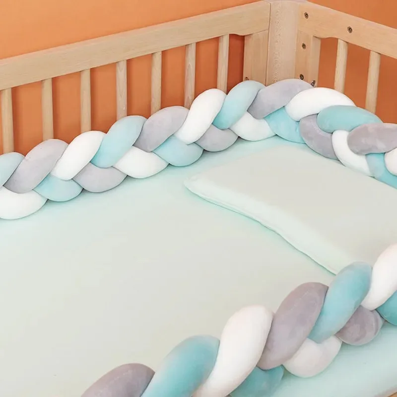 3M Baby Bed Bumper Long Knotted Three-strand Braided Crib Anti-collision Bed Surround Newborns Bumper Circumference Protector