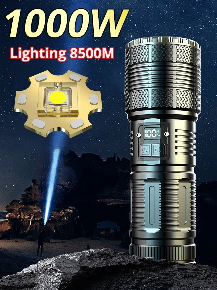 

12000000LM Most Powerful 1000W High Power Super Bright Led Tactical Flashlights 18650 Battery Waterproof Emergency Spotlights