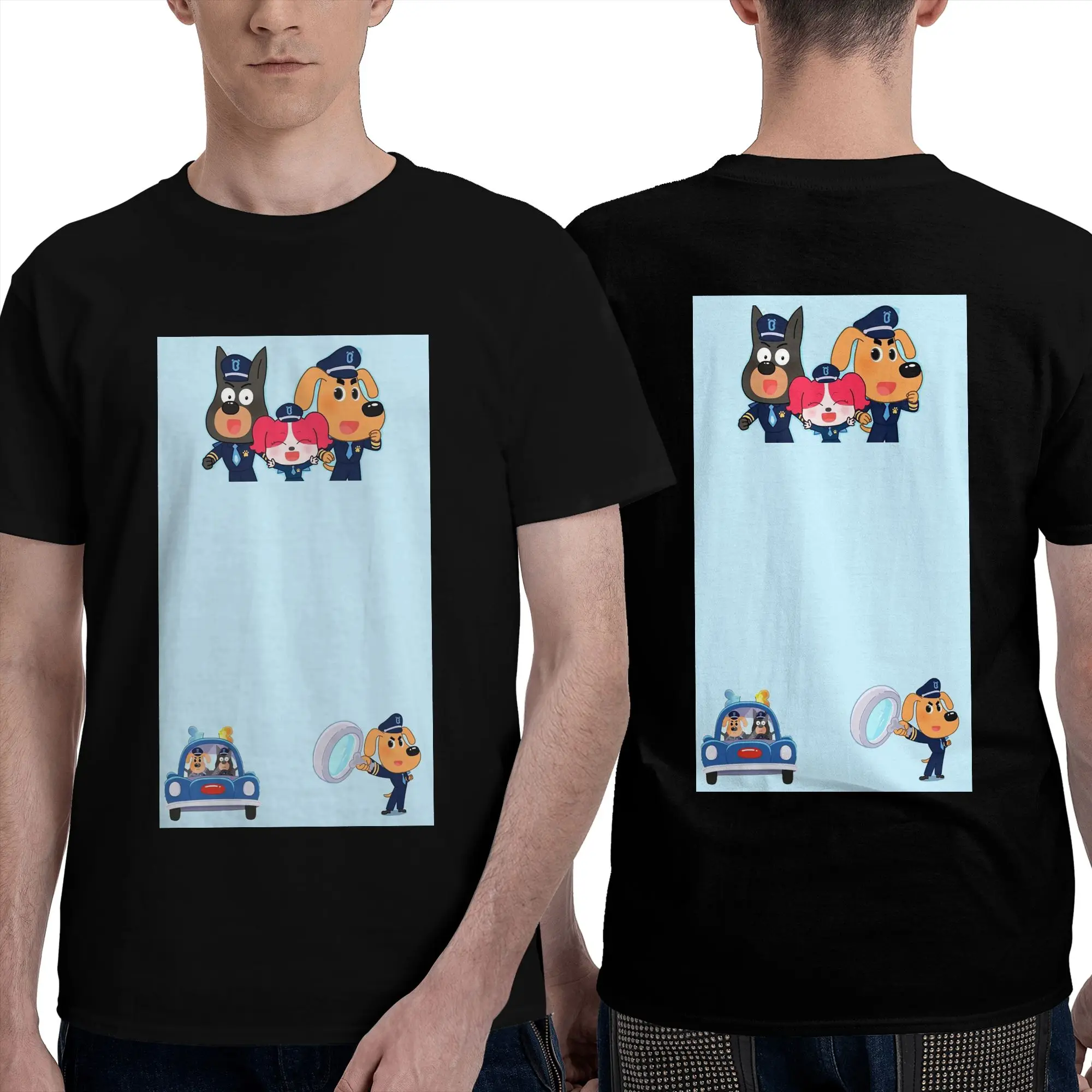 100% Cotton Labrador Sheriff  T-Shirt Men's Double Sided T Shirt Men O-Neck Summer Shirts Tops S-6XL
