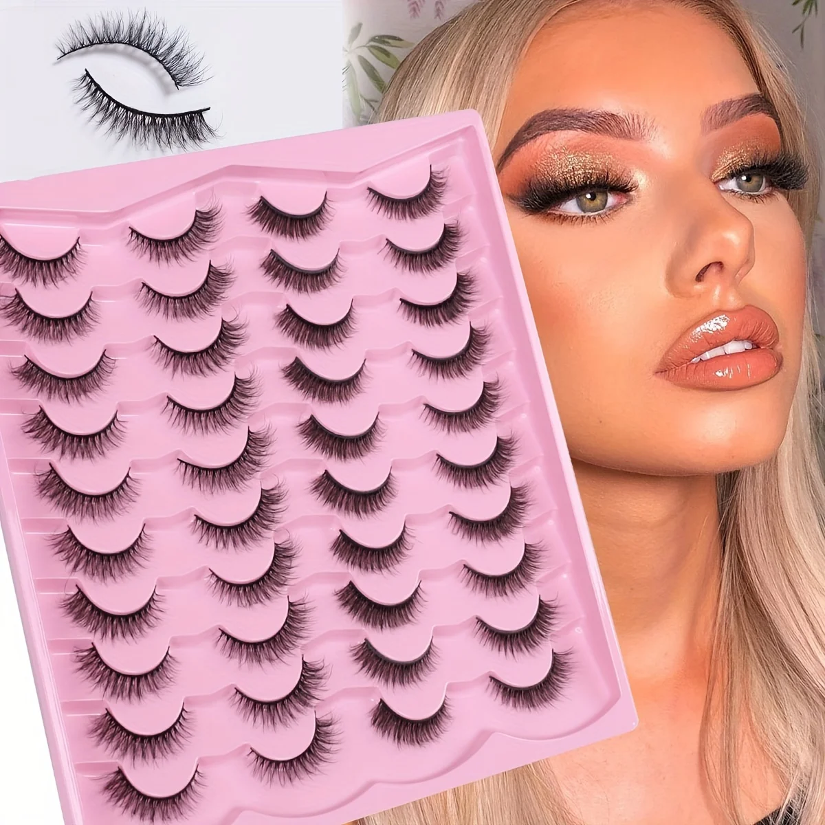 20 pares de lujoso juego de pestañas postizas de ojo de gato de visón artificial 3D: esponjoso, grueso, rizado, natural, reutilizable, fácil de aplicar - su