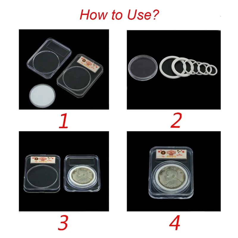 10 قطعة العالمي 46 مللي متر عملة حامل كبسولة المنظم صندوق عرض بلاطة مع رغوة طوقا ل 16/20/25/27/30/38/46 مللي متر عملة جمع