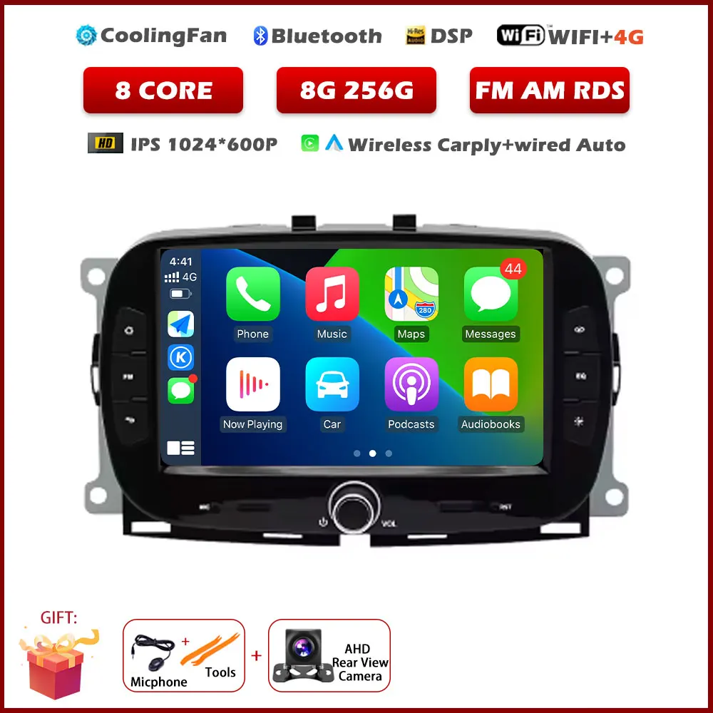7 "Autoradio Voor FIAT 500 2016 2017 2018 2019 GPS Navigatie Android Auto Carplay Multimedia Speler 5G Wifi BT 360 Camera DSP