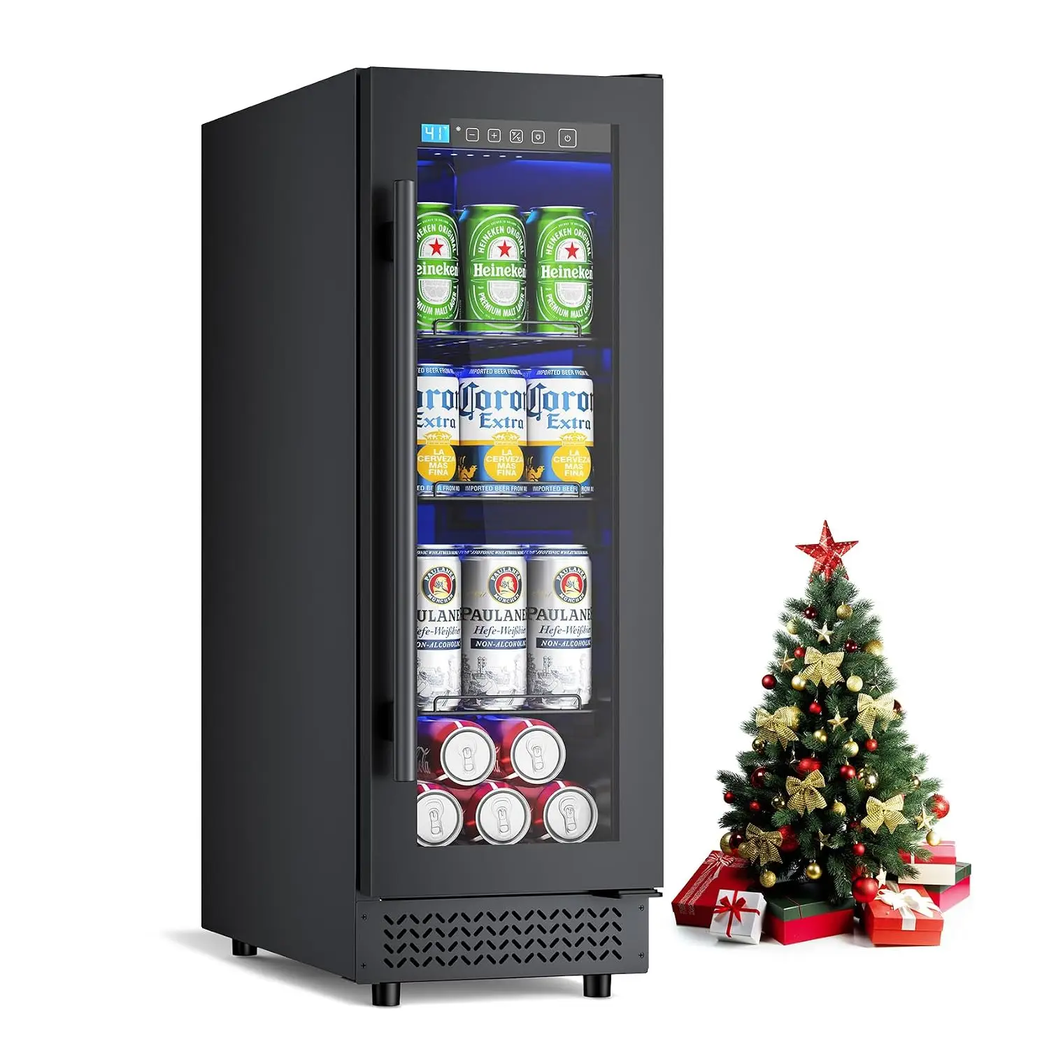 12'' Beverage Cooler 60 Can Glass Door Built-in Freestanding Slim Fridge Desk Office Camping 2 Cu.ft, Customized