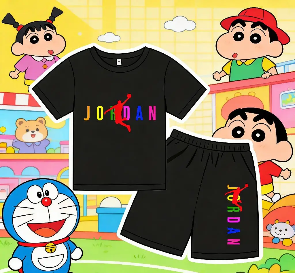 

Children's Summer Sports Activity Letter Pattern Set - Summer T-Shirts + Shorts - Attractive Style - Boys and Girls Will Love It