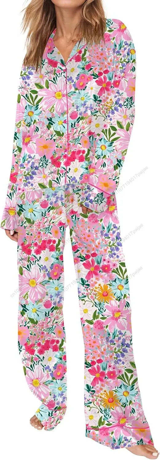 

SHESHOW Satin Pajamas for Women Set Long Sleeve Button Down Sleepwear 2 Piece Nightwear Women Pjs Sets Size XS-XXL