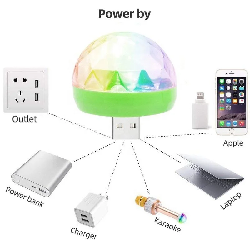 Mini 4W USB Colorful Atmosphere Car Light RGB Voice Control Magic Ball Light Party DJ Club Disco Portable Cell Phone Stage Light image 4