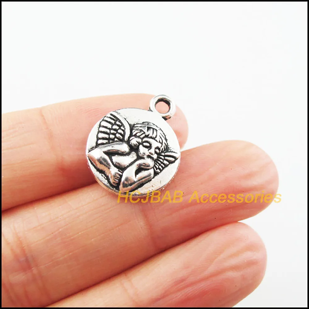 New Charms Antiqued Silver Color Praying Angel Wings Pendants DIY J004