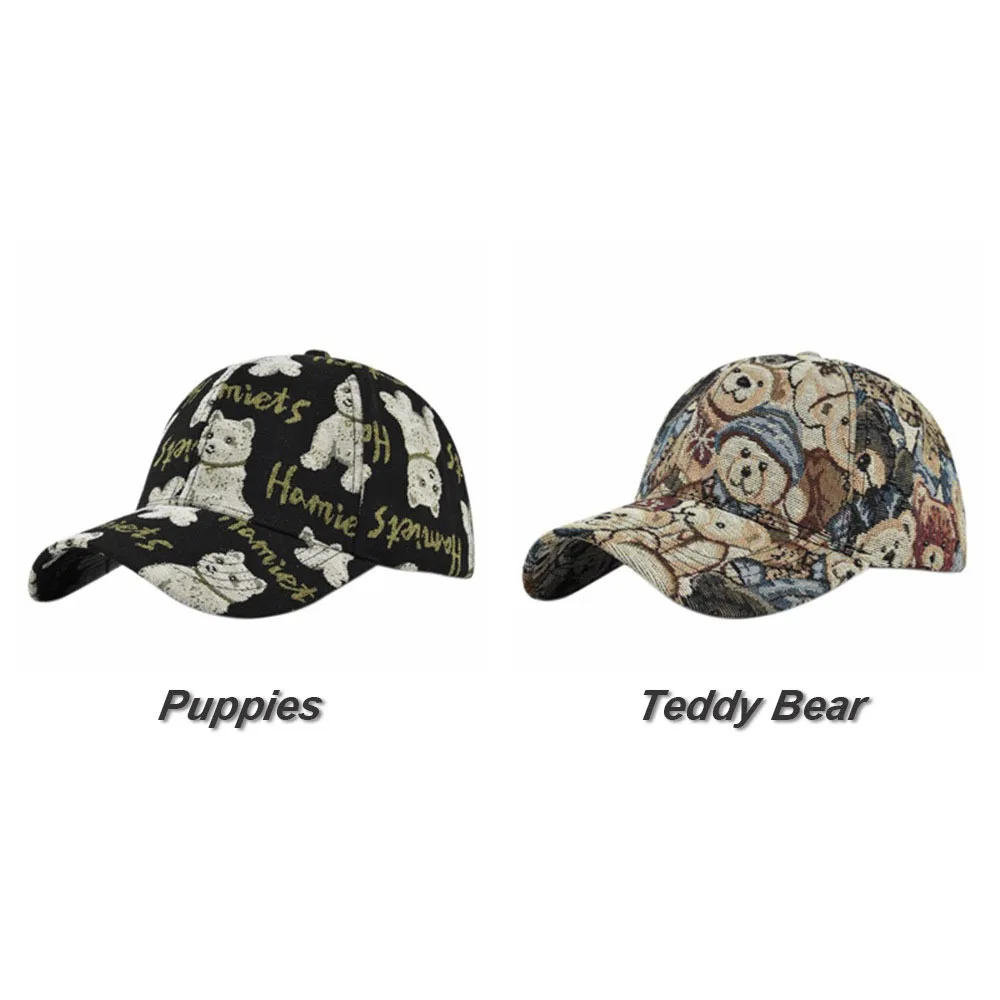 Dog Print Cute Bear Baseball Cap Colorful Cartoon Little Bear Print Unisex-Teens Caps Cotton Fashion Hip Hop Vintage Hat